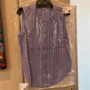 NWT Elie Tahari Wisteria sleeveless silk lace pleated blouse size M